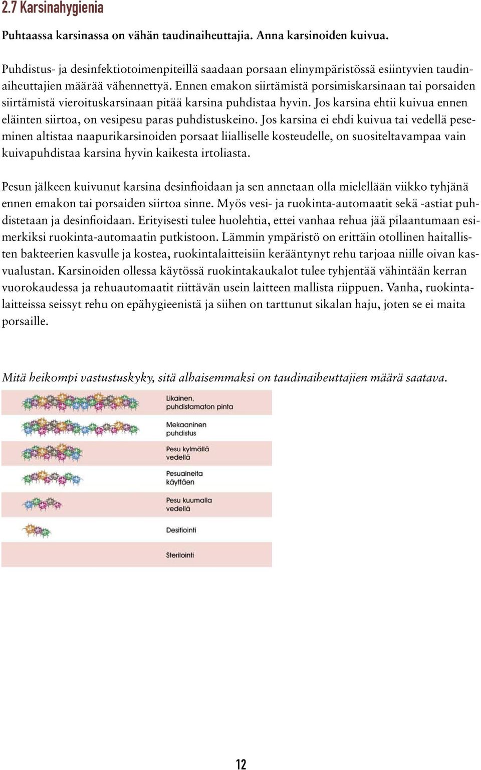 Ennen emakon siirtämistä porsimiskarsinaan tai porsaiden siirtämistä vieroituskarsinaan pitää karsina puhdistaa hyvin.