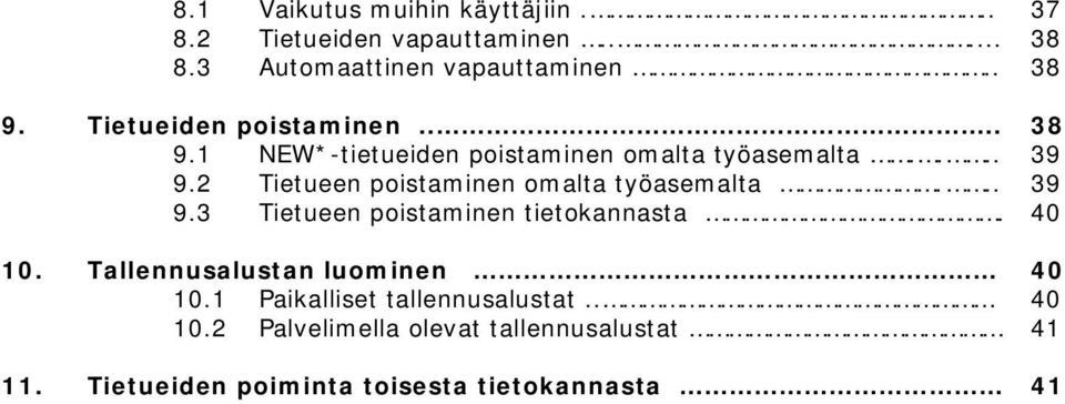 2 Tietueen poistaminen omalta työasemalta... 39 9.3 Tietueen poistaminen tietokannasta. 40 10.