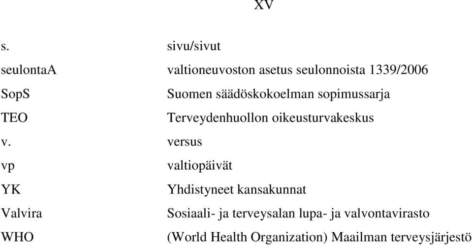 versus vp valtiopäivät YK Yhdistyneet kansakunnat Valvira Sosiaali- ja