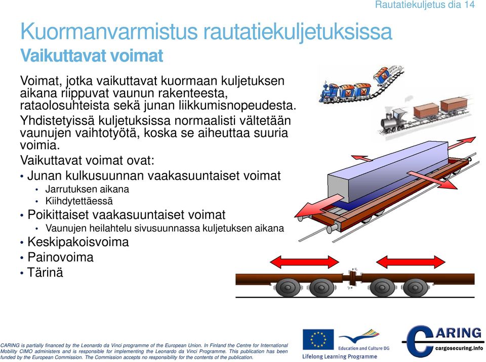 Yhdistetyissä kuljetuksissa normaalisti vältetään vaunujen vaihtotyötä, koska se aiheuttaa suuria voimia.