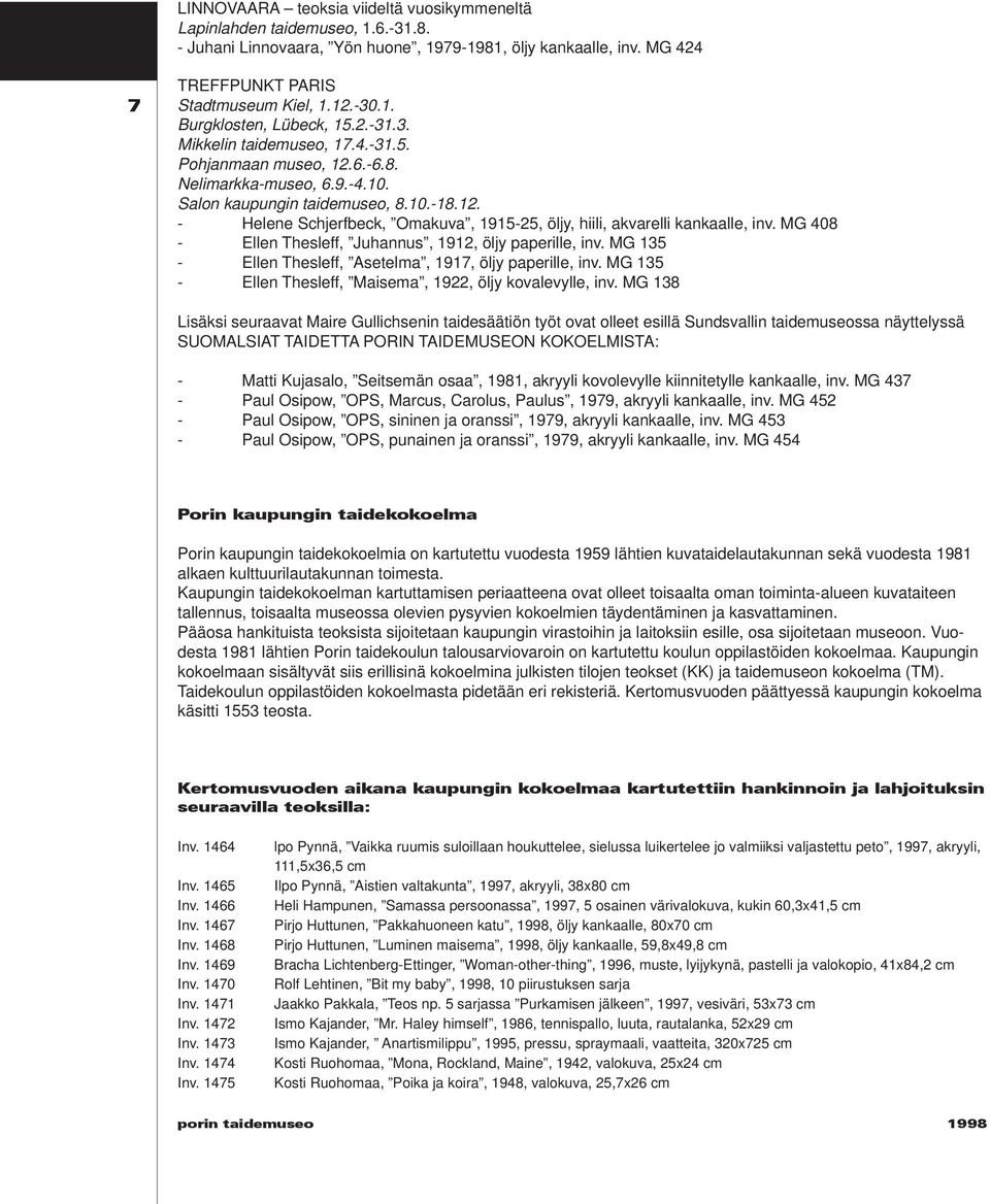 MG 408 - Ellen Thesleff, Juhannus, 1912, öljy paperille, inv. MG 135 - Ellen Thesleff, Asetelma, 1917, öljy paperille, inv. MG 135 - Ellen Thesleff, Maisema, 1922, öljy kovalevylle, inv.