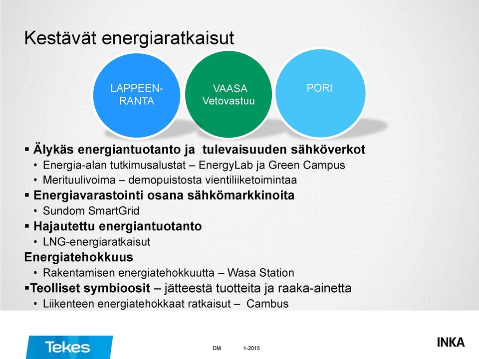 osana sähkömarkkinoita Sundom SmartGrid Hajautettu energiantuotanto LNG-energiaratkaisut Energiatehokkuus Rakentamisen