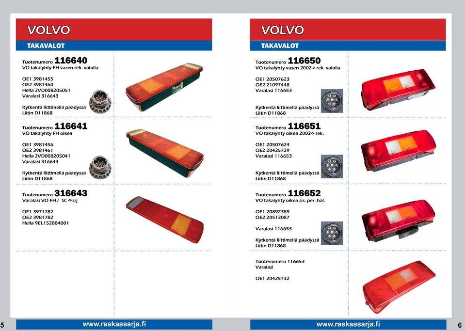 316643 Tuotenumero 316643 Varalasi VO FH / SC 4-srj OE1 3971782 OE2 3981782 Hella 9EL152884001 VOLVO Tuotenumero 116650 VO takalyhty vasen 2002-> rek.