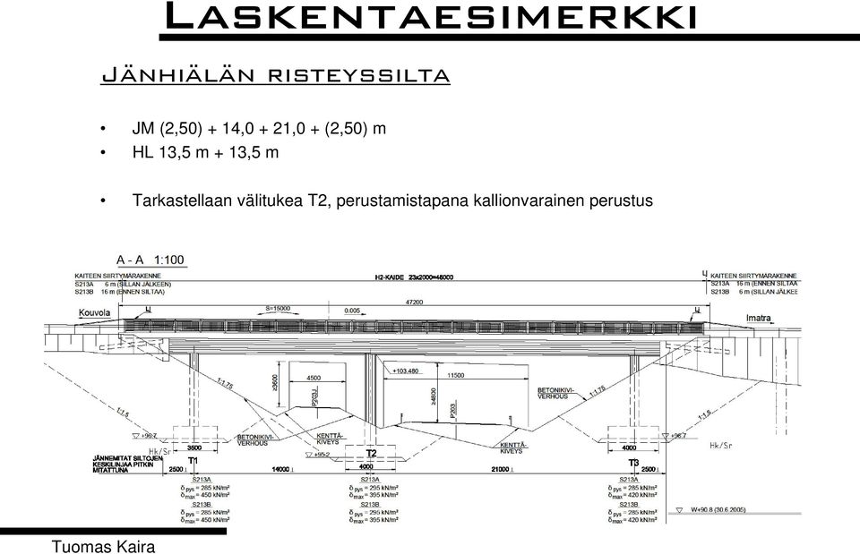 Tarkastellaan välitukea T2,