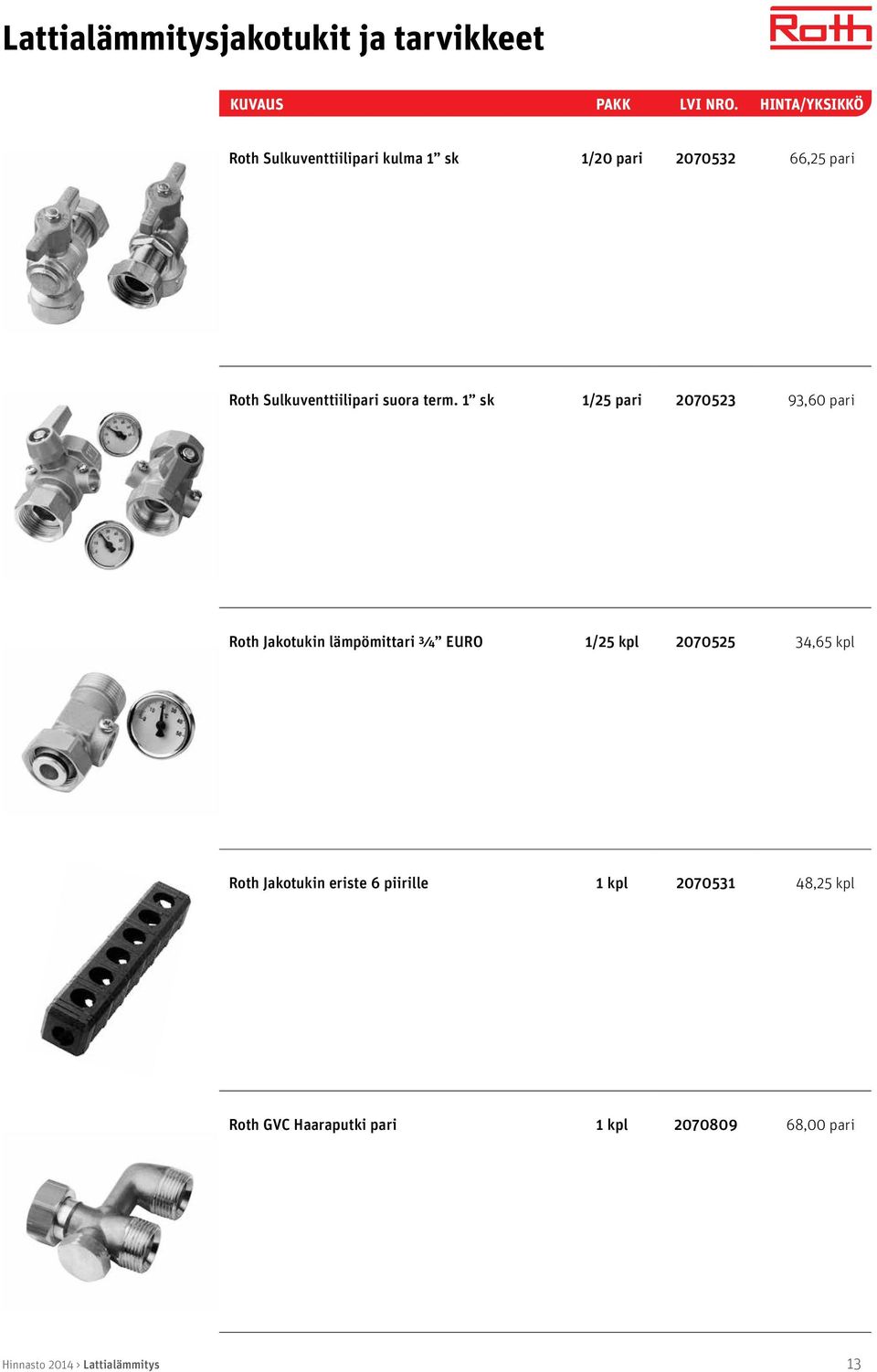 1 sk 1/25 pari 2070523 93,60 pari Roth Jakotukin lämpömittari ¾ EURO 1/25 kpl 2070525