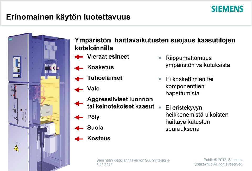 Valo Aggressiiviset luonnon tai keinotekoiset kaasut Pöly Suola Kosteus Ei koskettimien tai