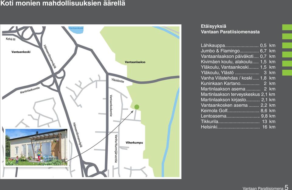 ... 1,5 km Yläkoulu, Ylästö... 3 km Vanha Viilatehdas / koski... 1,8 km Kuninkaan Kartano... 2 km Martinlaakson asema.
