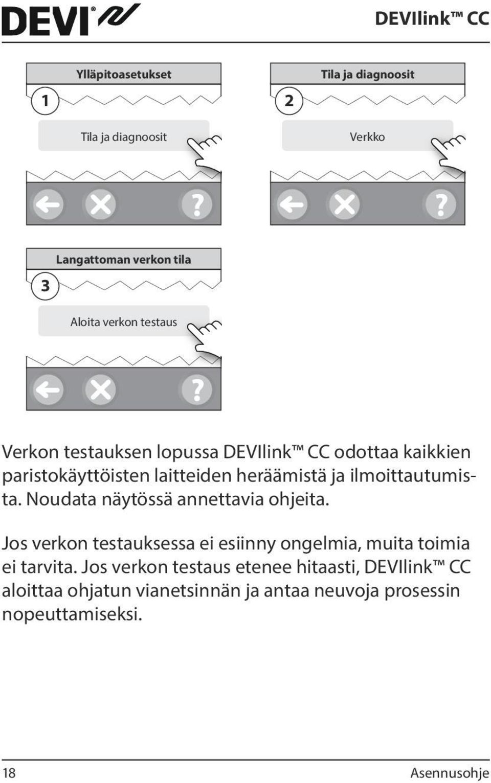 Noudata näytössä annettavia ohjeita. Jos verkon testauksessa ei esiinny ongelmia, muita toimia ei tarvita.