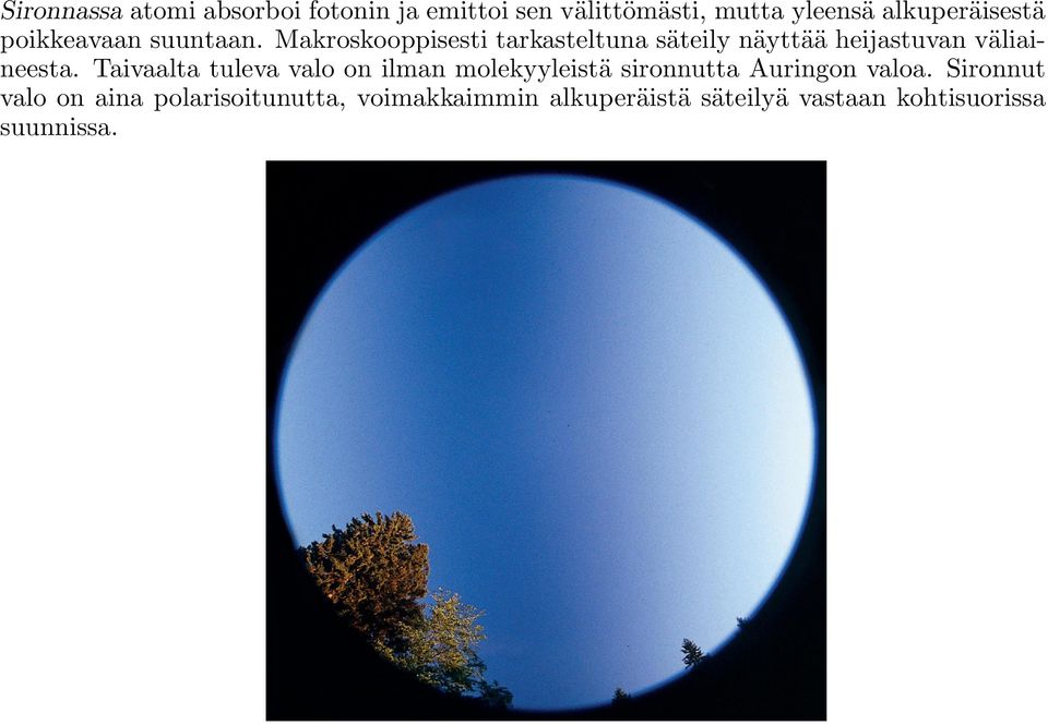 Makroskooppisesti tarkasteltuna säteily näyttää heijastuvan väliaineesta.