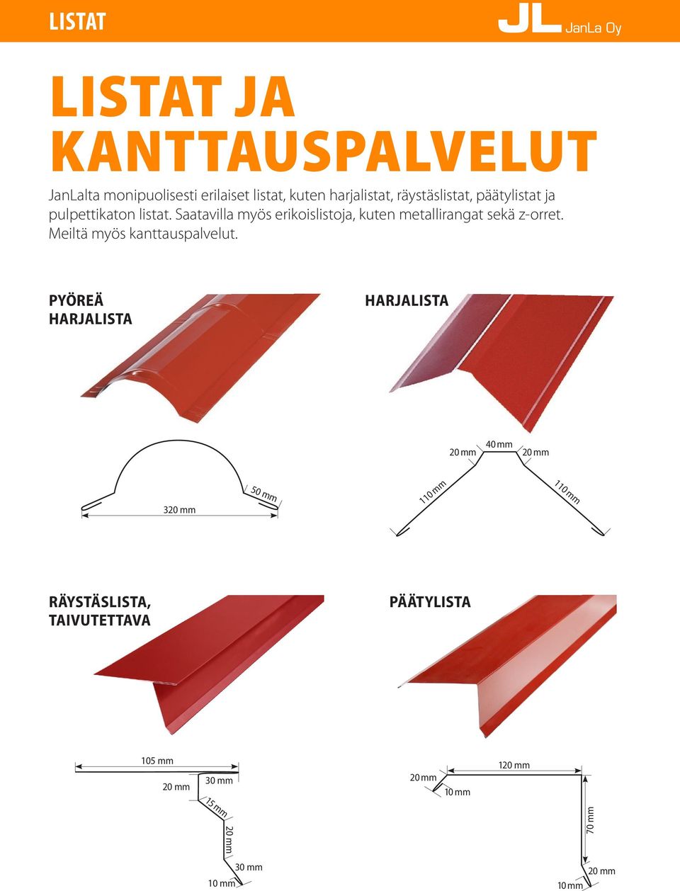 Saatavilla myös erikoislistoja, kuten metallirangat sekä z-orret. Meiltä myös kanttauspalvelut.