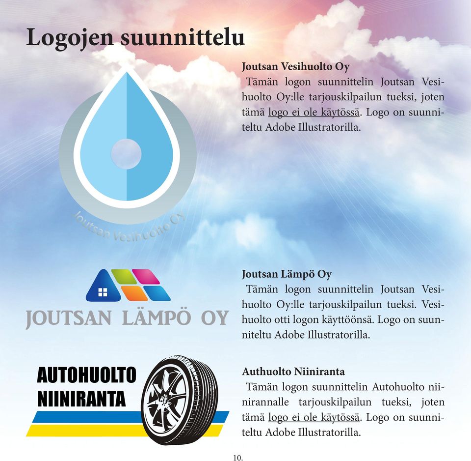 Joutsan Lämpö Oy Tämän logon suunnittelin Joutsan Vesihuolto Oy:lle tarjouskilpailun tueksi. Vesihuolto otti logon käyttöönsä.