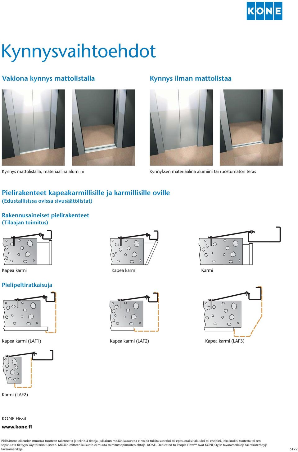 (LAF1) Kapea karmi (LAF2) Kapea karmi (LAF3) Karmi (LAF2) KONE Hissit www.kone.fi Pidätämme oikeuden muuttaa tuotteen rakennetta ja teknisiä tietoja.