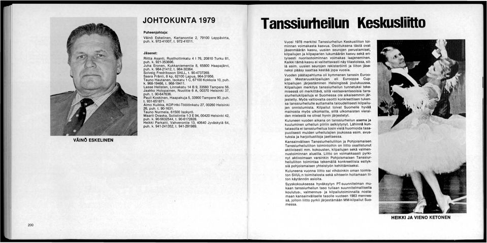 Tauno Hautanen, Isokatu 1 C, 67100 Kokkola 10, puh. k. 968-19466, t. 968-19411. Lasse Hellsten, Linnakatu 14 B 9, 33560 Tampere 56. Jaakko Holopainen, Nuolitie 6 A, 00370 Helsinki 37, puh. t. 90-647636.