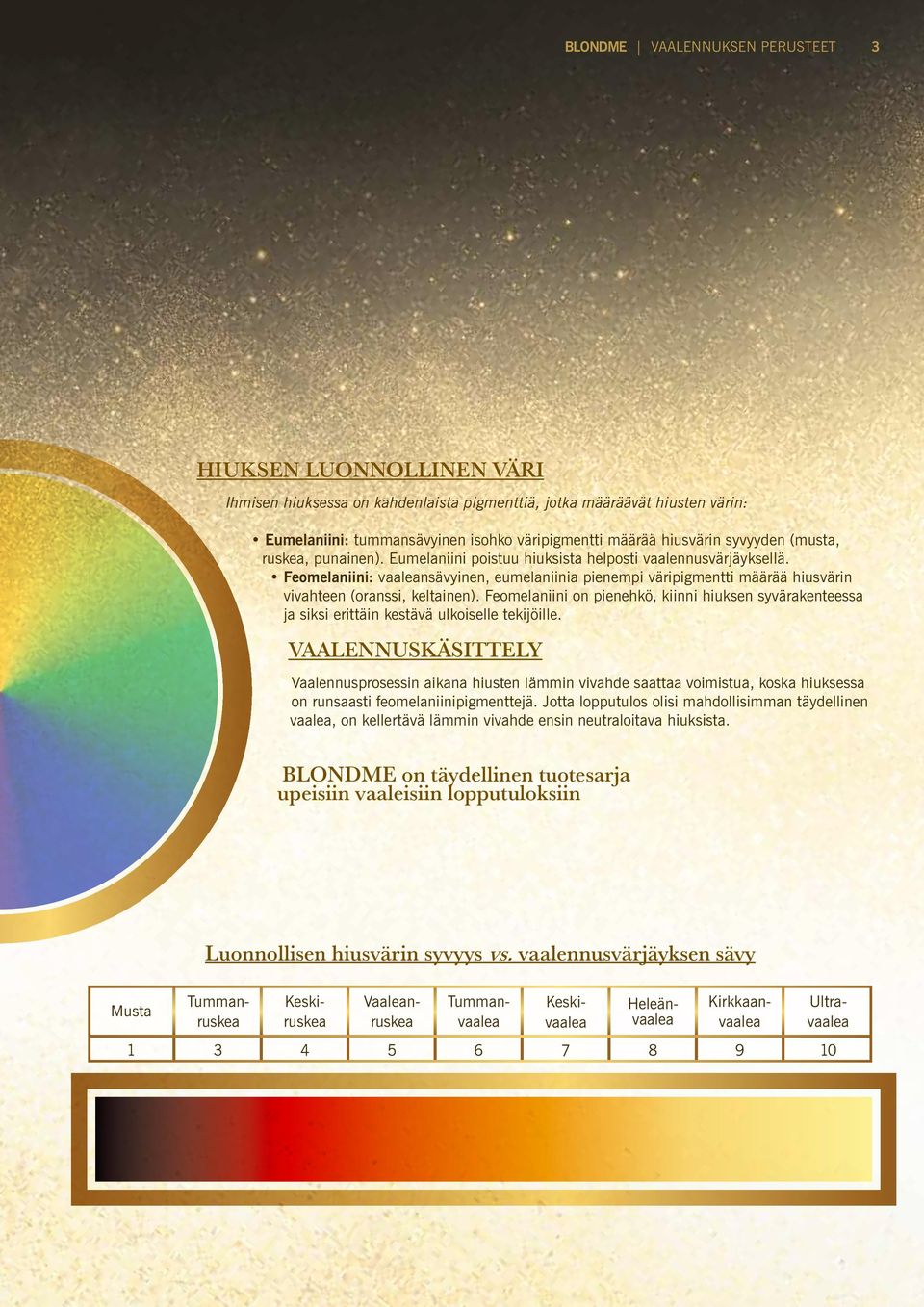 Feomelaniini: vaaleansävyinen, eumelaniinia pienempi väripigmentti määrää hiusvärin vivahteen (oranssi, keltainen).