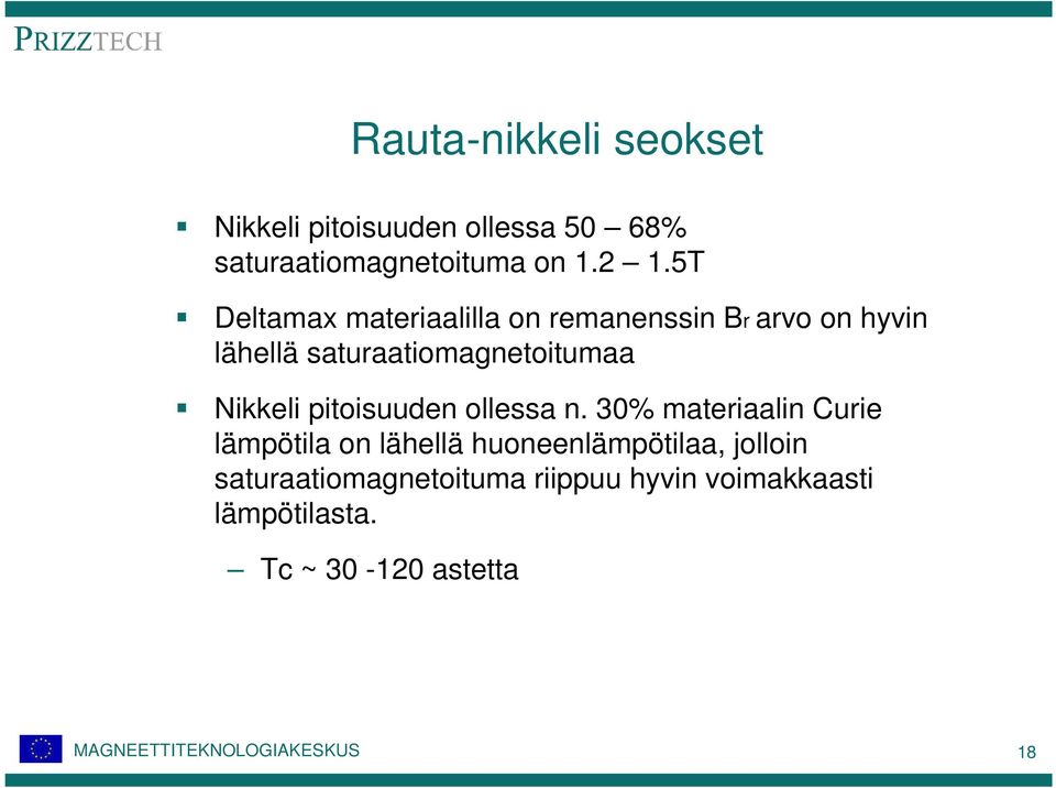 Nikkeli pitoisuuden ollessa n.