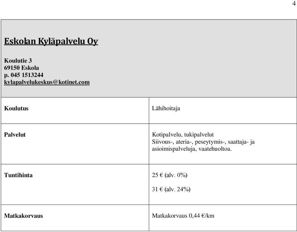 com Lähihoitaja Kotipalvelu, tukipalvelut Siivous-, ateria-,