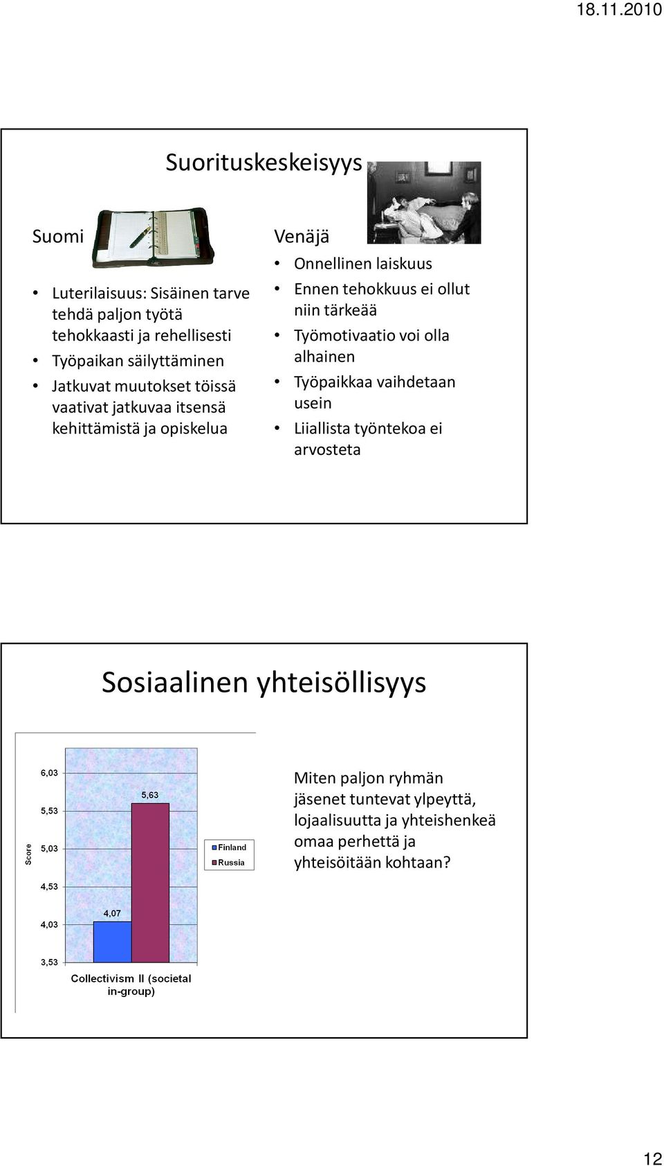 ollut niin tärkeää Työmotivaatio voi olla alhainen Työpaikkaa vaihdetaan usein Liiallista työntekoa ei arvosteta Sosiaalinen