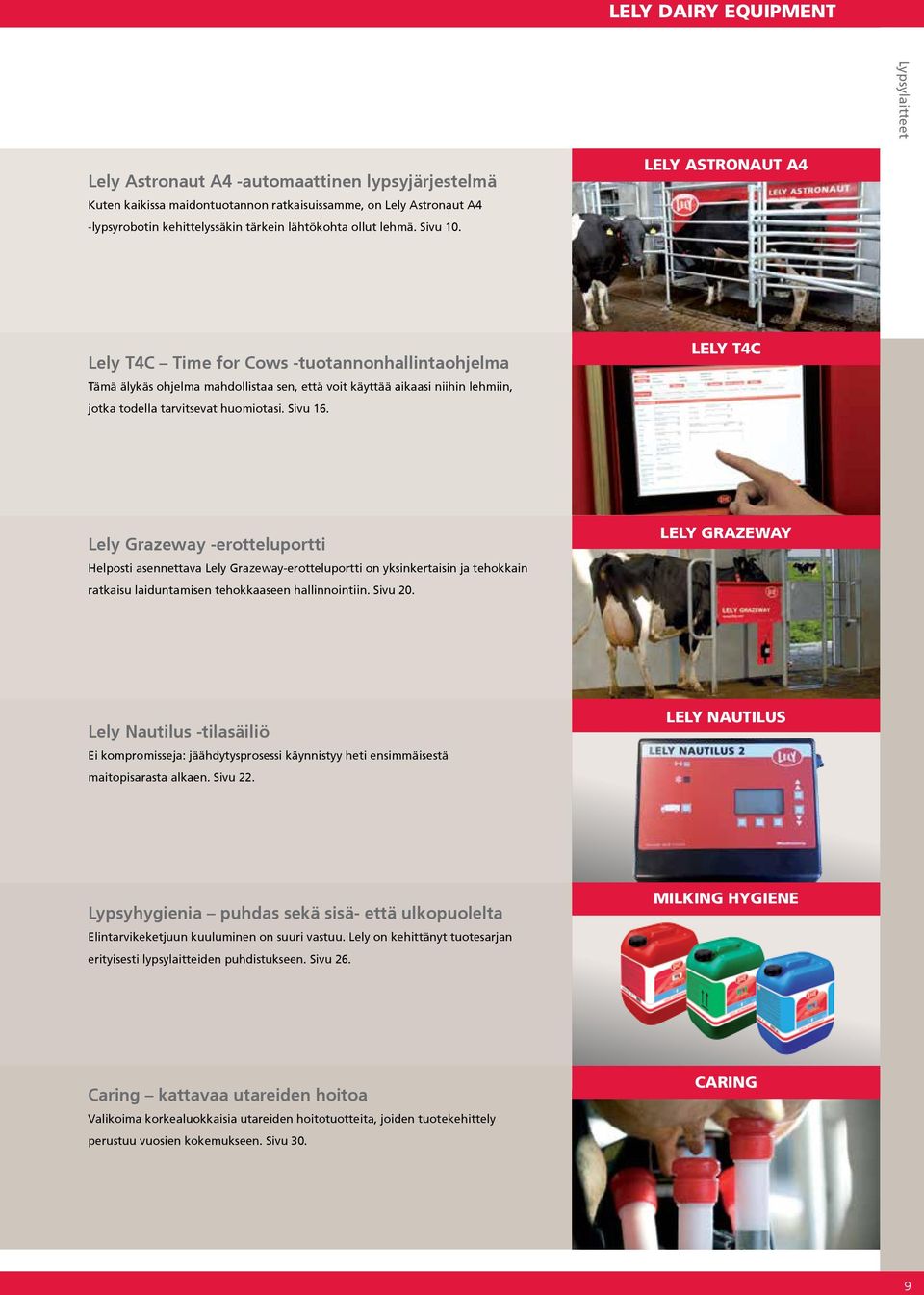 LELY ASTRONAUT A4 Lely T4C Time for Cows -tuotannonhallintaohjelma Tämä älykäs ohjelma mahdollistaa sen, että voit käyttää aikaasi niihin lehmiin, jotka todella tarvitsevat huomiotasi. Sivu 16.