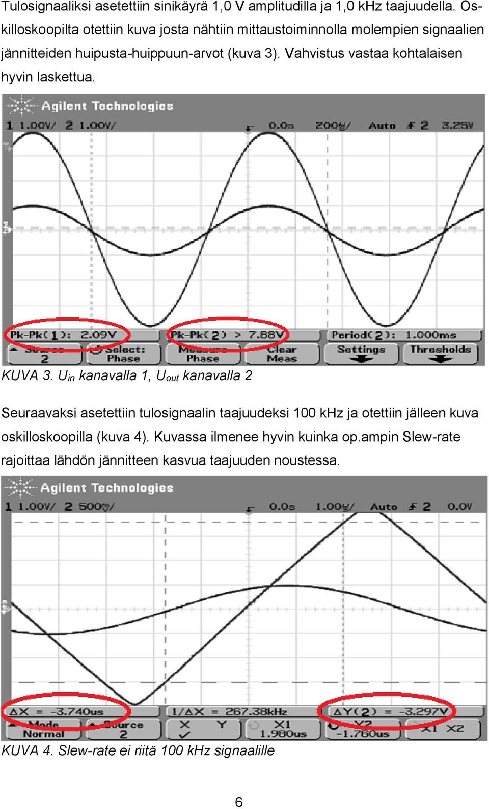 Vahvistus vastaa kohtalaisen hyvin laskettua. KUVA 3.