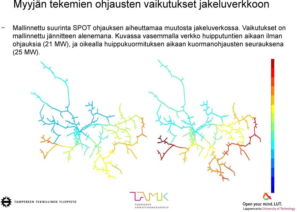 Vaikutukset on mallinnettu jännitteen alenemana.