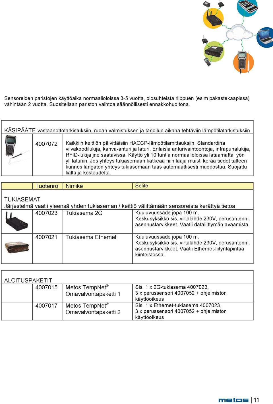 KÄSIPÄÄTE vastaanottotarkistuksiin, ruoan valmistuksen ja tarjoilun aikana tehtäviin lämpötilatarkistuksiin 4007072 Kaikkiin keittiön päivittäisiin HACCP-lämpötilamittauksiin.