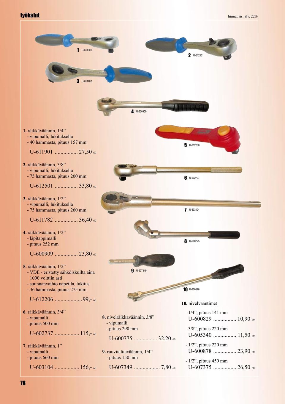 räikkäväännin, /2 - läpitappimalli - pituus 252 mm 8 U-005 U-00909... 23,80 0 5.