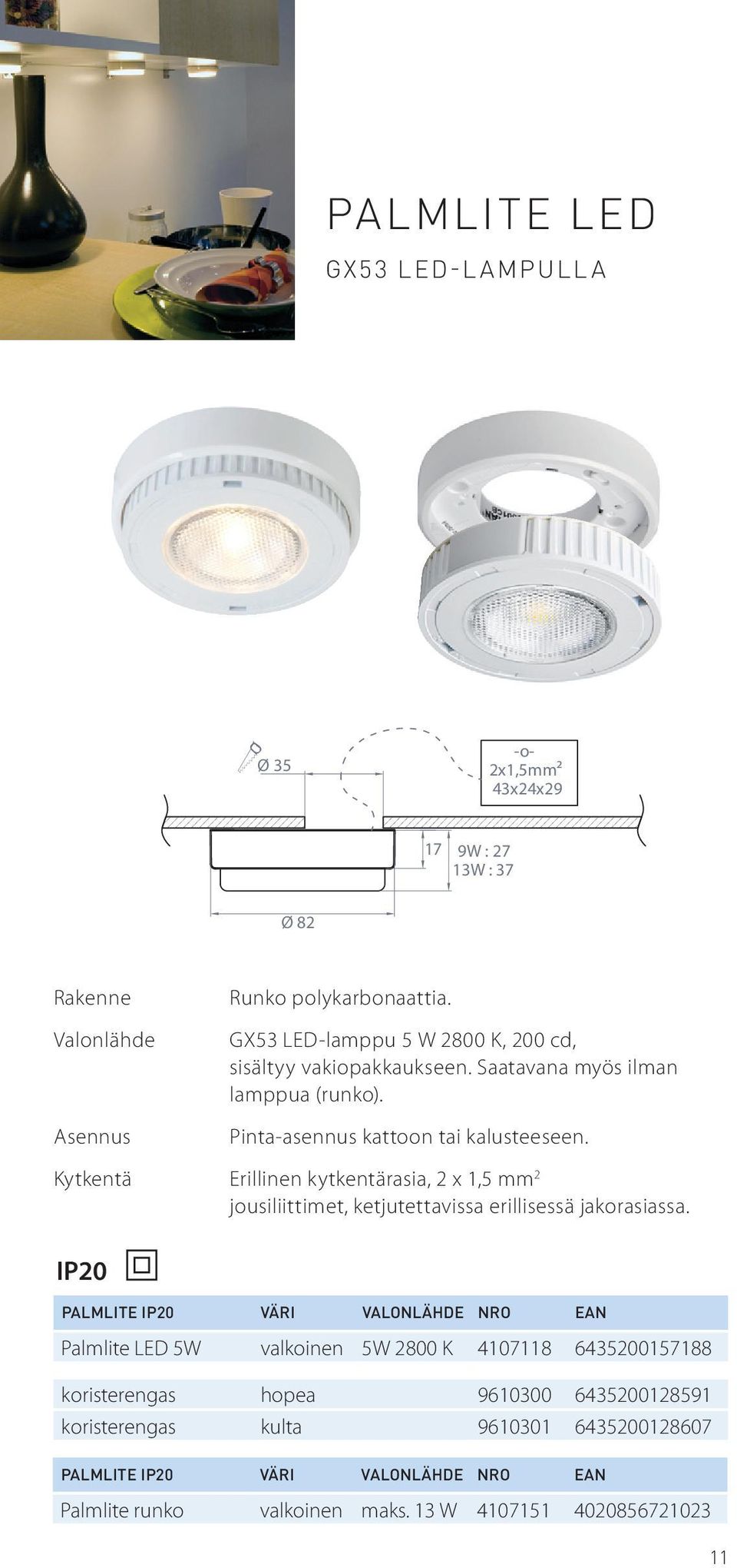 Erillinen kytkentärasia, 2 x 1,5 mm 2 jousiliittimet, ketjutettavissa erillisessä jakorasiassa.