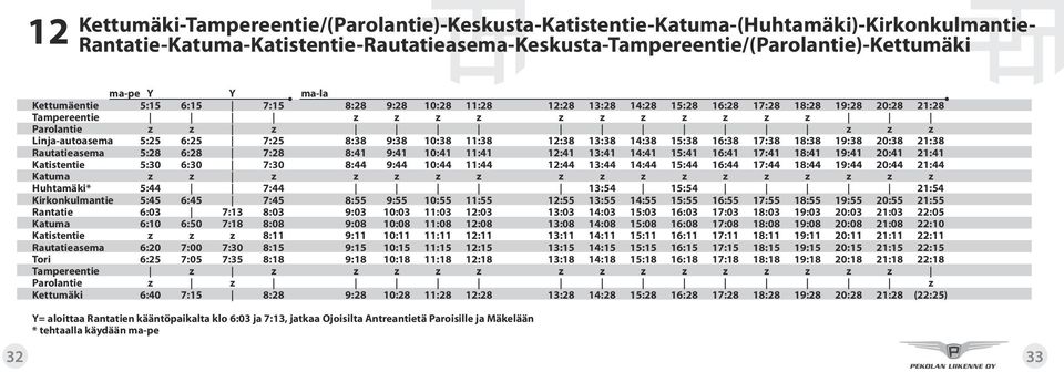 8:38 9:38 10:38 11:38 12:38 13:38 14:38 15:38 16:38 17:38 18:38 19:38 20:38 21:38 Rautatieasema 5:28 6:28 7:28 8:41 9:41 10:41 11:41 12:41 13:41 14:41 15:41 16:41 17:41 18:41 19:41 20:41 21:41