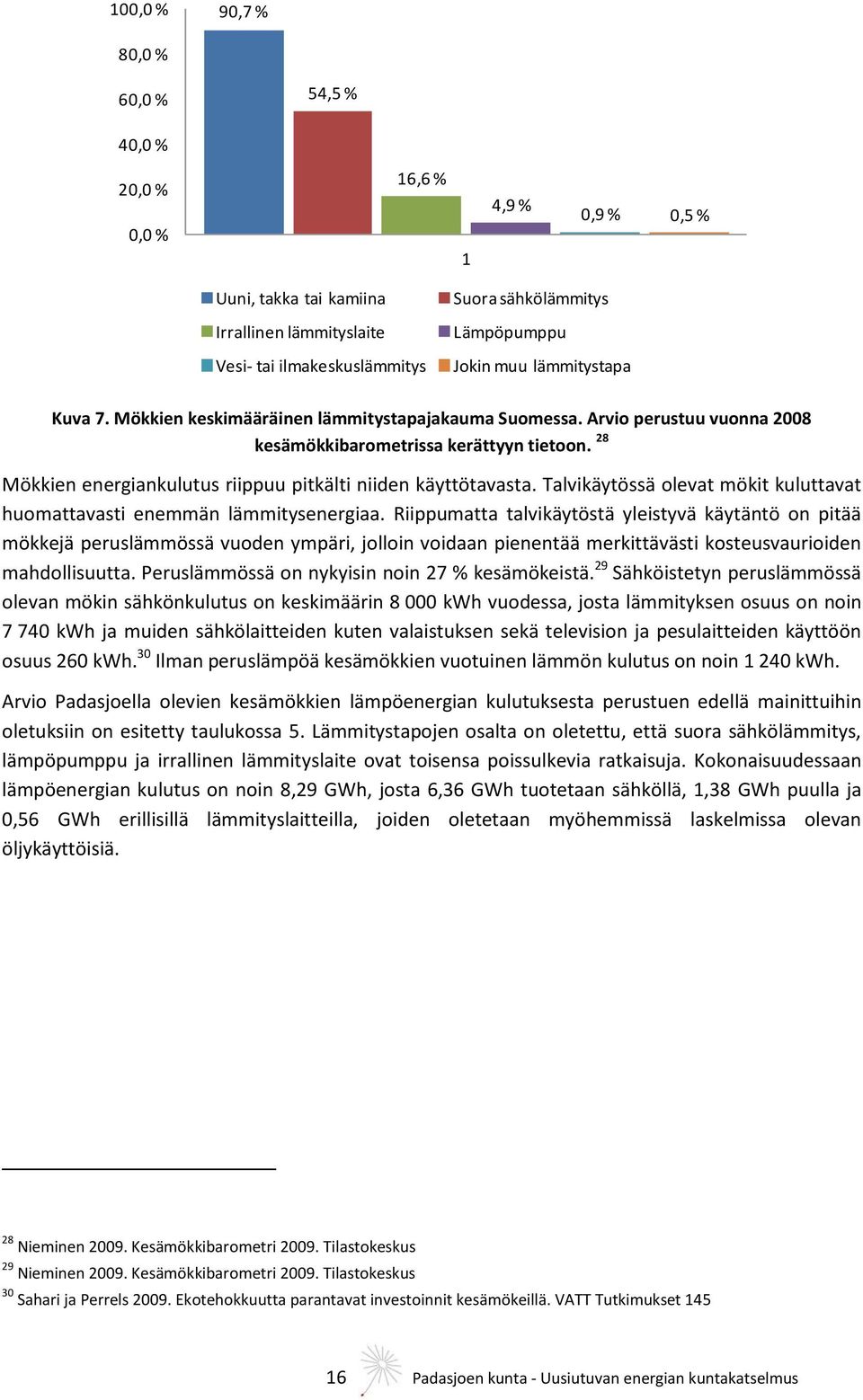 28 Mökkien energiankulutus riippuu pitkälti niiden käyttötavasta. Talvikäytössä olevat mökit kuluttavat huomattavasti enemmän lämmitysenergiaa.