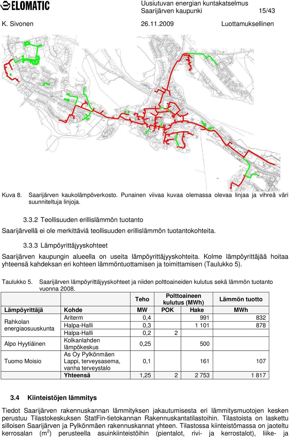 Kolme lämpöyrittäjää hoitaa yhteensä kahdeksan eri kohteen lämmöntuottamisen ja toimittamisen (Taulukko 5). Taulukko 5.