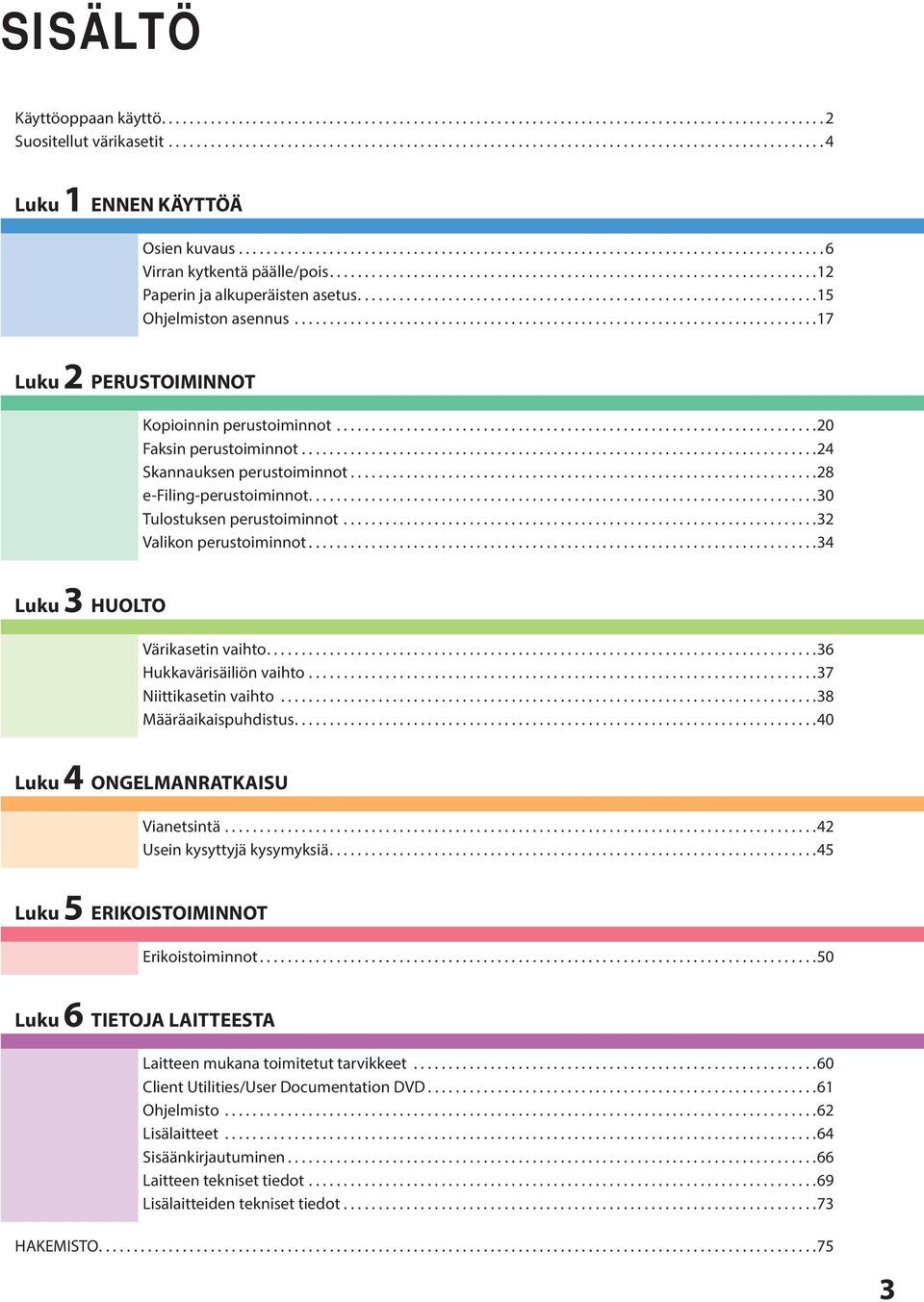 .................................................................5 Ohjelmiston asennus...........................................................................7 Luku PERUSTOIMINNOT Kopioinnin perustoiminnot.