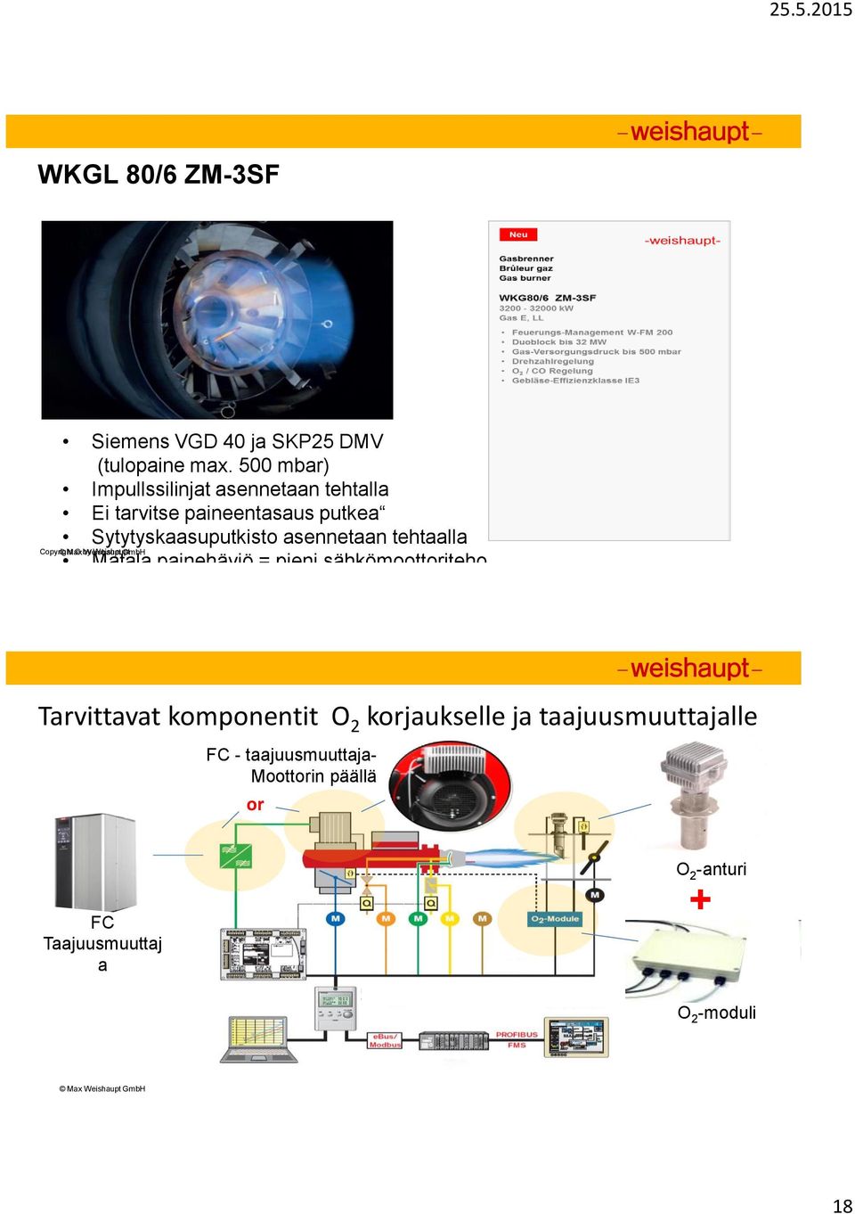 asennetaan tehtaalla Matala painehäviö = pieni sähkömoottoriteho Copyright Max by Weishaupt GmbH
