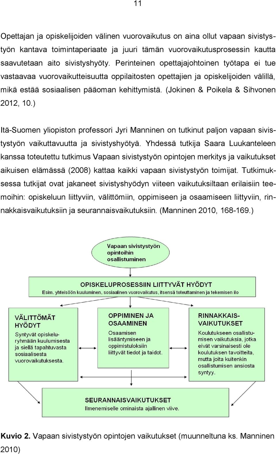 (Jokinen & Poikela & Sihvonen 2012, 10.) Itä-Suomen yliopiston professori Jyri Manninen on tutkinut paljon vapaan sivistystyön vaikuttavuutta ja sivistyshyötyä.