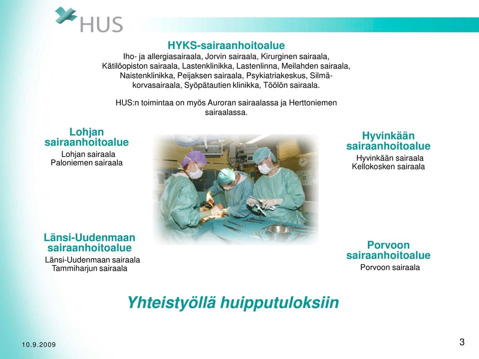 HUS:n toimintaa on myös Auroran sairaalassa ja Herttoniemen sairaalassa.