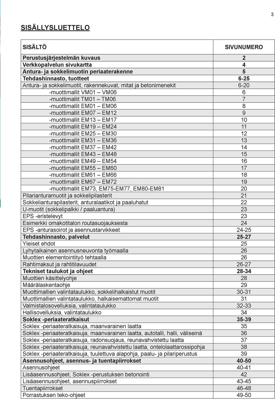 -muottimallit EM25 EM30 12 -muottimallit EM31 EM36 13 -muottimallit EM37 EM42 14 -muottimallit EM43 EM48 15 -muottimallit EM49 EM54 16 -muottimallit EM55 EM60 17 -muottimallit EM61 EM66 18