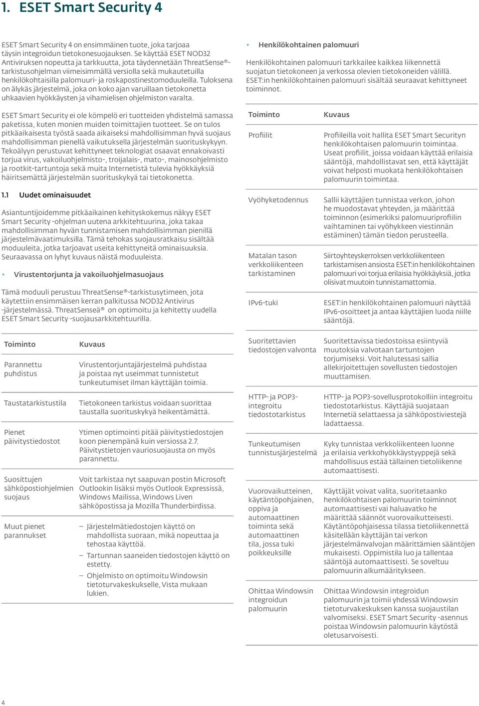 roskapostinestomoduuleilla. Tuloksena on älykäs järjestelmä, joka on koko ajan varuillaan tietokonetta uhkaavien hyökkäysten ja vihamielisen ohjelmiston varalta.