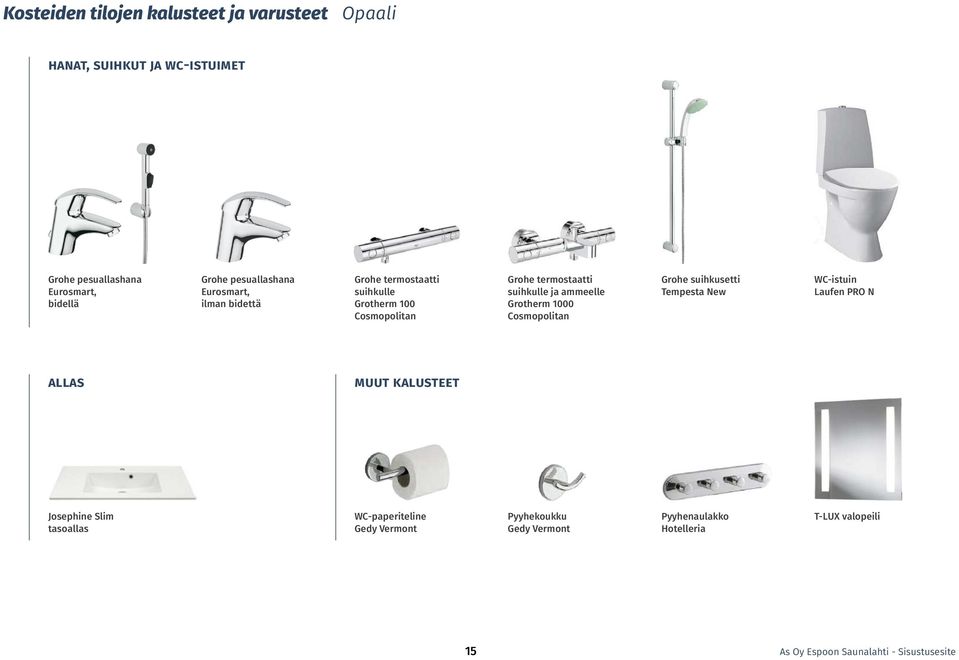 suihkulle ja ammeelle Grotherm 1000 Cosmopolitan Grohe suihkusetti Tempesta New WC-istuin Laufen PRO N allas muut