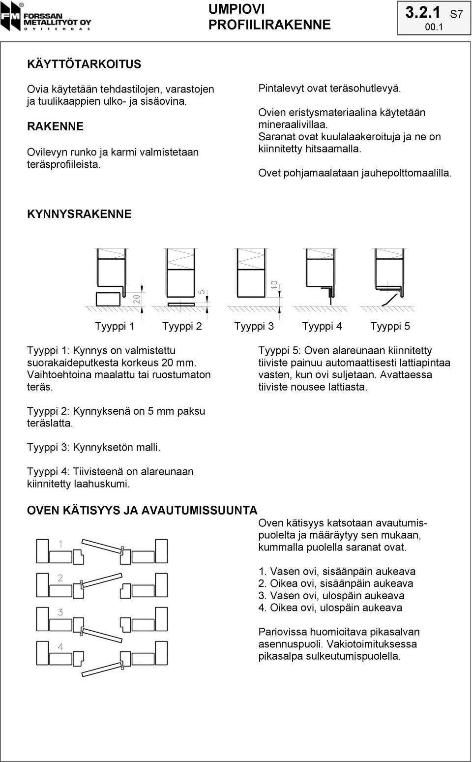 KYNNYSRAKENNE Tyyppi 1 Tyyppi 2 Tyyppi 3 Tyyppi 4 Tyyppi 5 Tyyppi 1: Kynnys on valmistettu suorakaideputkesta korkeus 20 mm. Vaihtoehtoina maalattu tai ruostumaton teräs.