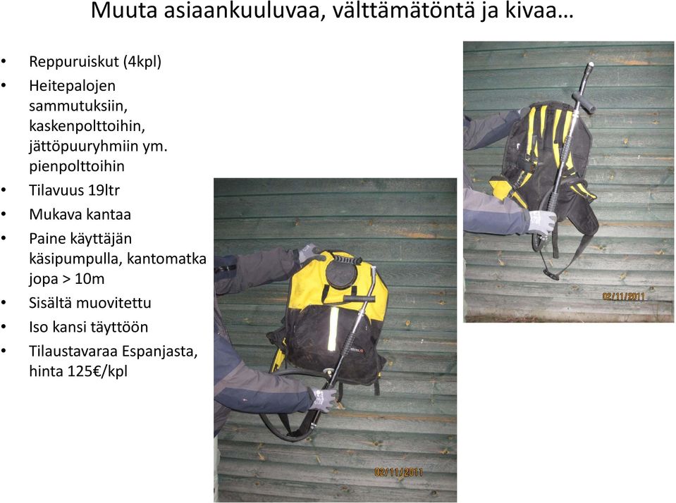 pienpolttoihin p Tilavuus 19ltr Mukava kantaa Paine käyttäjän käsipumpulla,