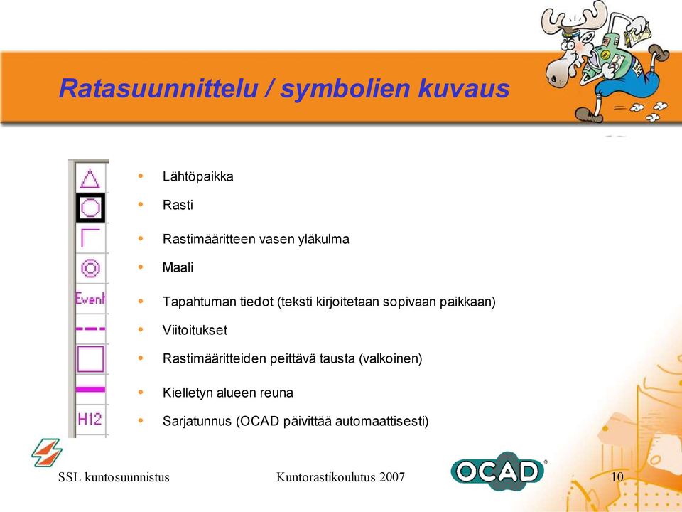 Viitoitukset Rastimääritteiden peittävä tausta (valkoinen) Kielletyn alueen