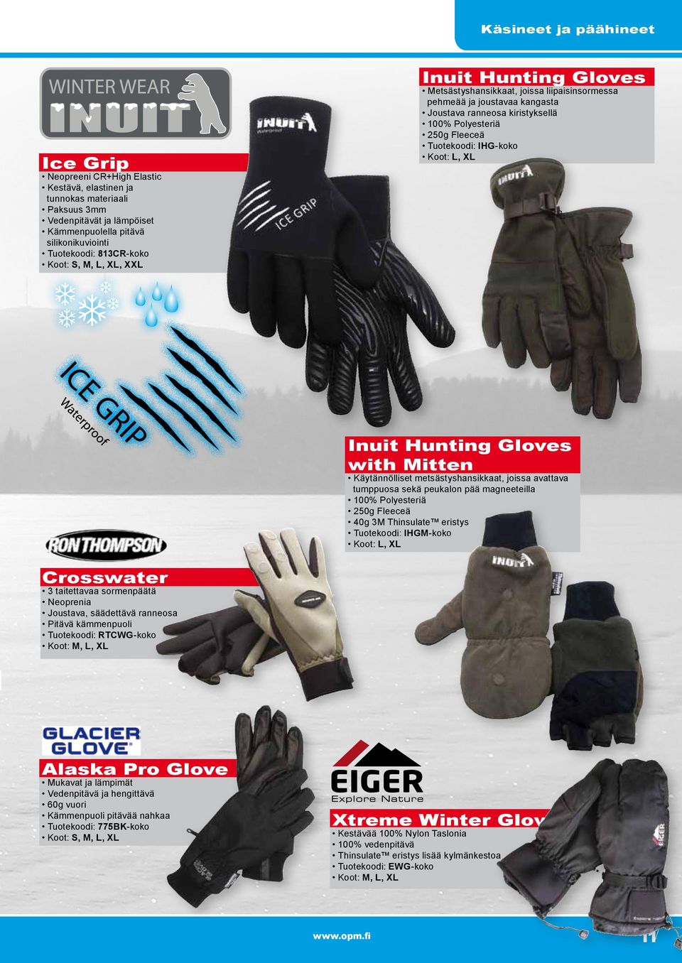 IHG-koko Koot: L, XL Inuit Hunting Gloves with Mitten Käytännölliset metsästyshansikkaat, joissa avattava tumppuosa sekä peukalon pää magneeteilla 100% Polyesteriä 250g Fleeceä 40g 3M Thinsulate