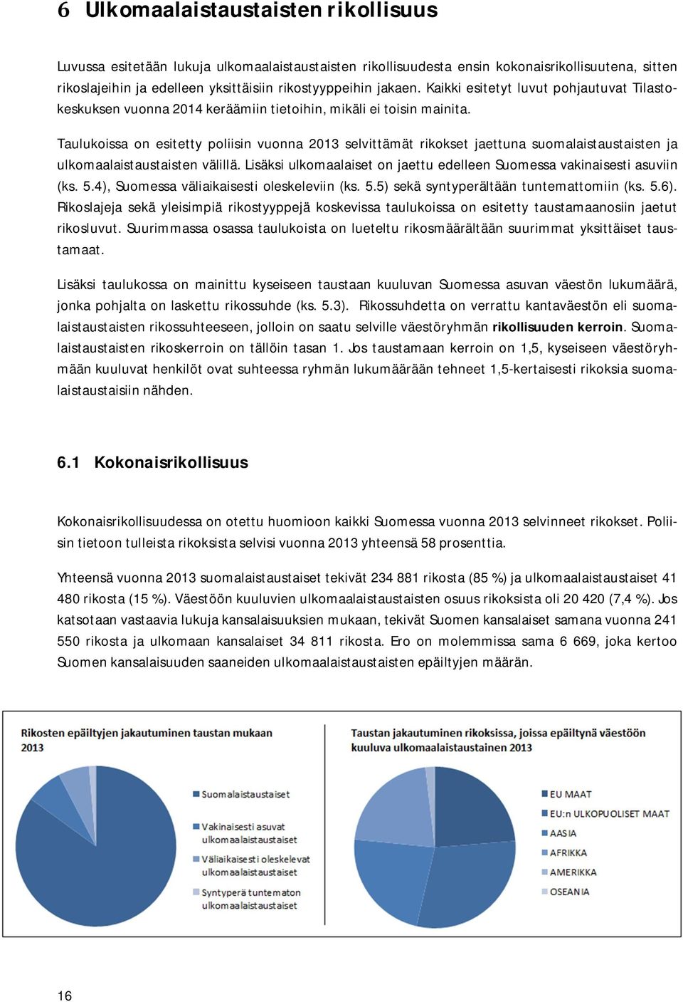 Taulukoissa on esitetty poliisin vuonna 2013 selvittämät rikokset jaettuna suomalaistaustaisten ja ulkomaalaistaustaisten välillä.