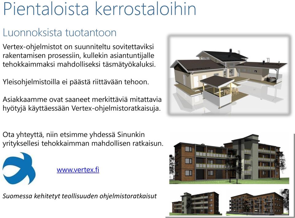 Asiakkaamme ovat saaneet merkittäviä mitattavia hyötyjä käyttäessään Vertex-ohjelmistoratkaisuja.