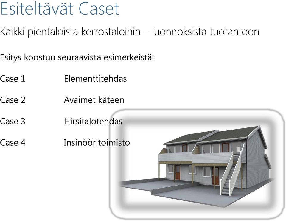 esimerkeistä: Case 1 Case 2 Case 3 Case 4