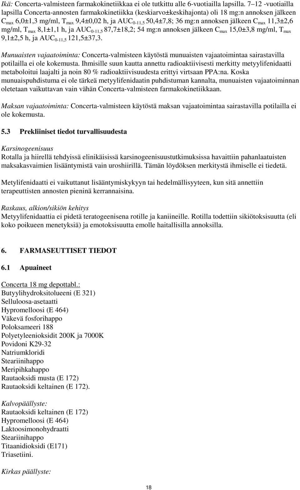 jälkeen C max 11,3±2,6 mg/ml, T max 8,1±1,1 h, ja AUC 0-11,5 87,7±18,2; 54 mg:n annoksen jälkeen C max 15,0±3,8 mg/ml, T max 9,1±2,5 h, ja AUC 0-11,5 121,5±37,3.