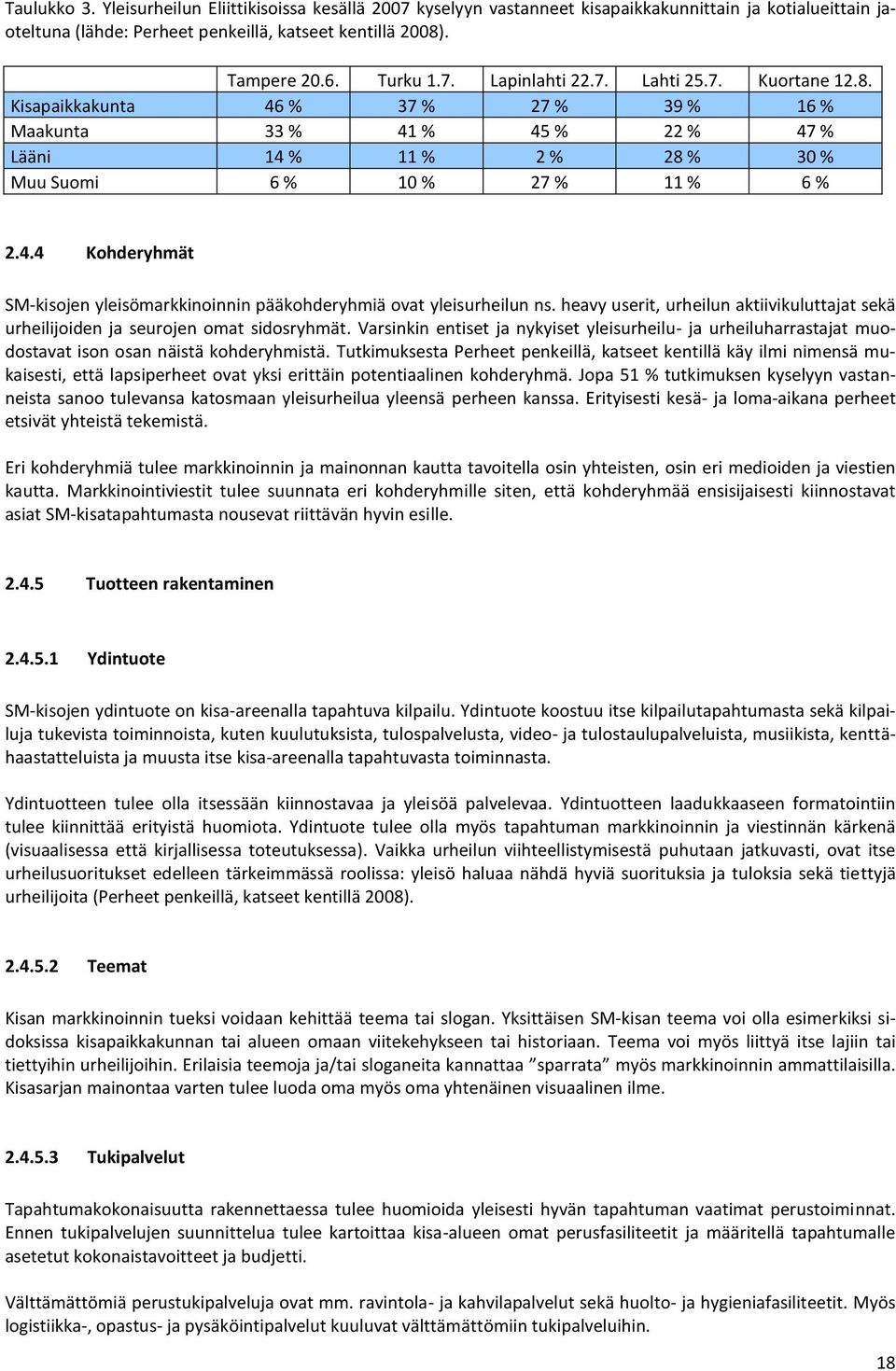 heavy userit, urheilun aktiivikuluttajat sekä urheilijoiden ja seurojen omat sidosryhmät. Varsinkin entiset ja nykyiset yleisurheilu- ja urheiluharrastajat muodostavat ison osan näistä kohderyhmistä.