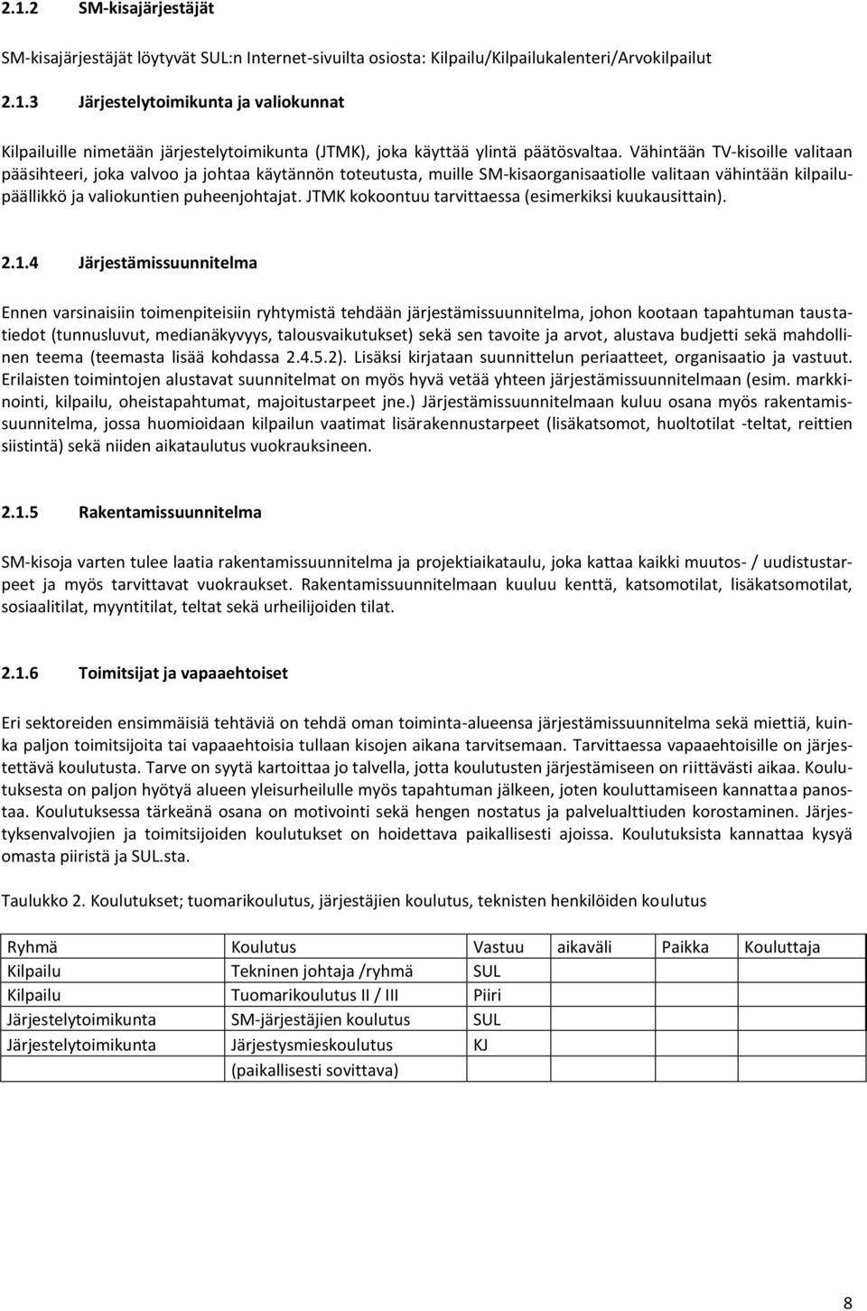 JTMK kokoontuu tarvittaessa (esimerkiksi kuukausittain). 2.1.