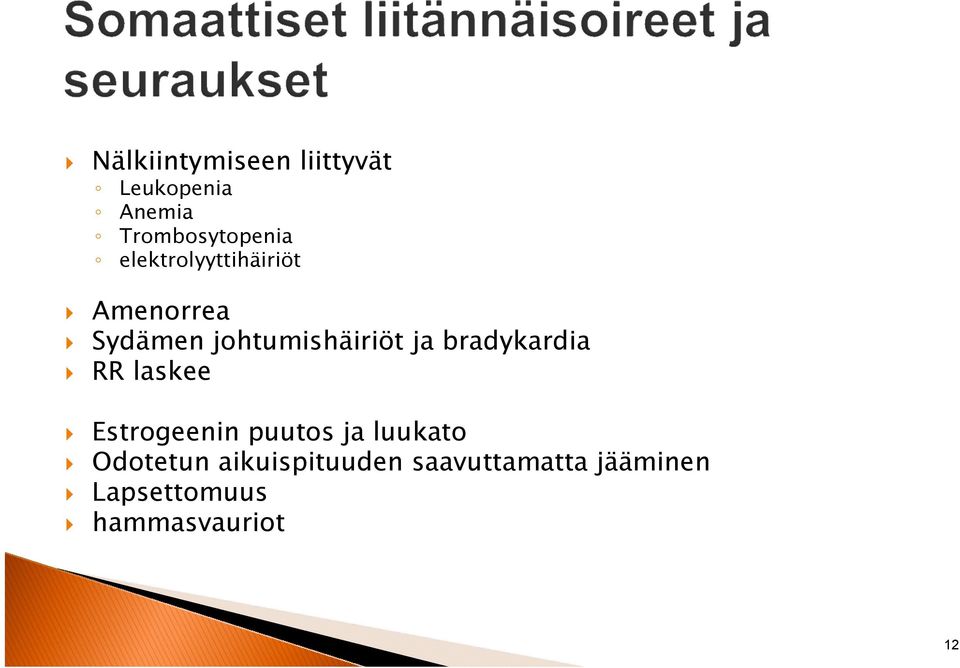 bradykardia RR laskee Estrogeenin puutos ja luukato Odotetun