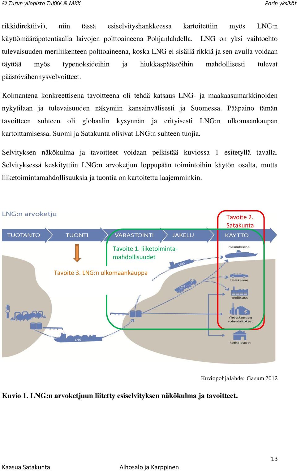 päästövähennysvelvoitteet. Kolmantena konkreettisena tavoitteena oli tehdä katsaus LNG- ja maakaasumarkkinoiden nykytilaan ja tulevaisuuden näkymiin kansainvälisesti ja Suomessa.