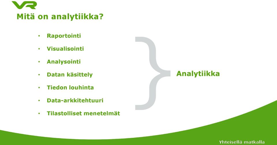 Analysointi Datan käsittely Tiedon